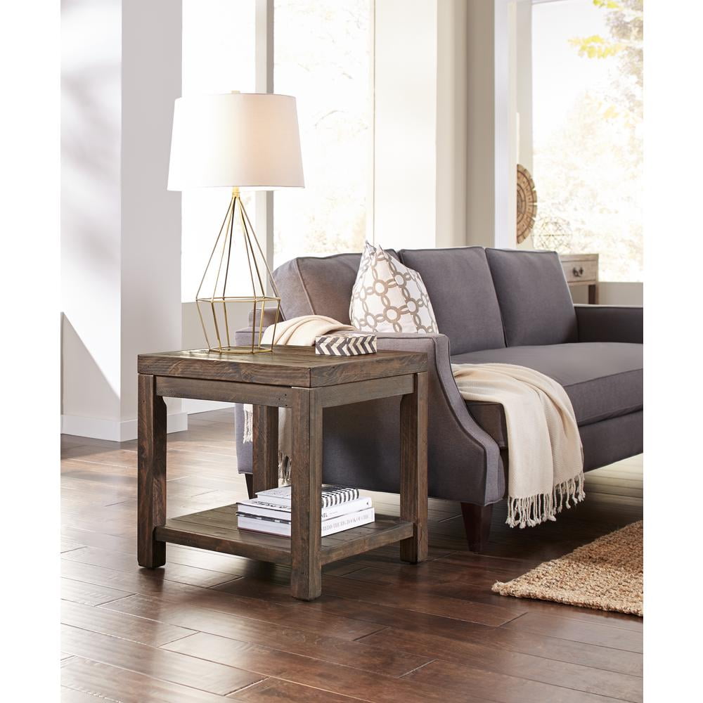 Craster Classic Farmhouse Smokey Taupe Reclaimed Wood Square Side Table