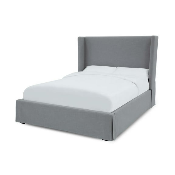 Modus Furniture Cresta Skirted Footboard Storage Panel Bed in Fog