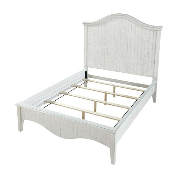 Modus Furniture Ella Rustic Wood Panel Bed, California King, Weathered White