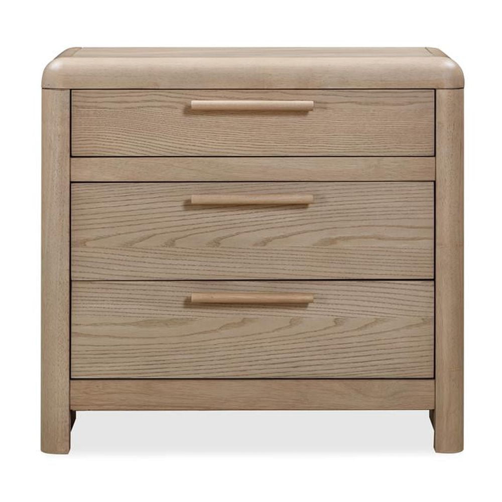 Modus Furniture Furano Three Drawer Ash Wood Nightstand in Ginger