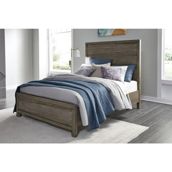 Modus Furniture Hearst Solid Wood Panel Bed in Sahara Tan