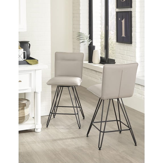Modus Furniture Demi Hairpin Leg Swivel Counter Stool in Taupe, set of ...