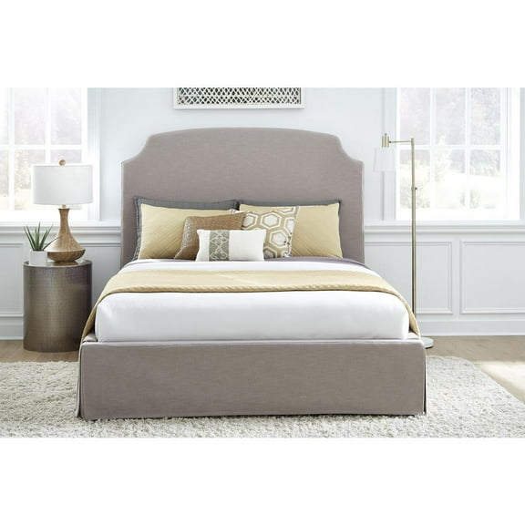 Modus Furniture Laurel UpholsteredSkirted Storage Panel Bed in Wheat
