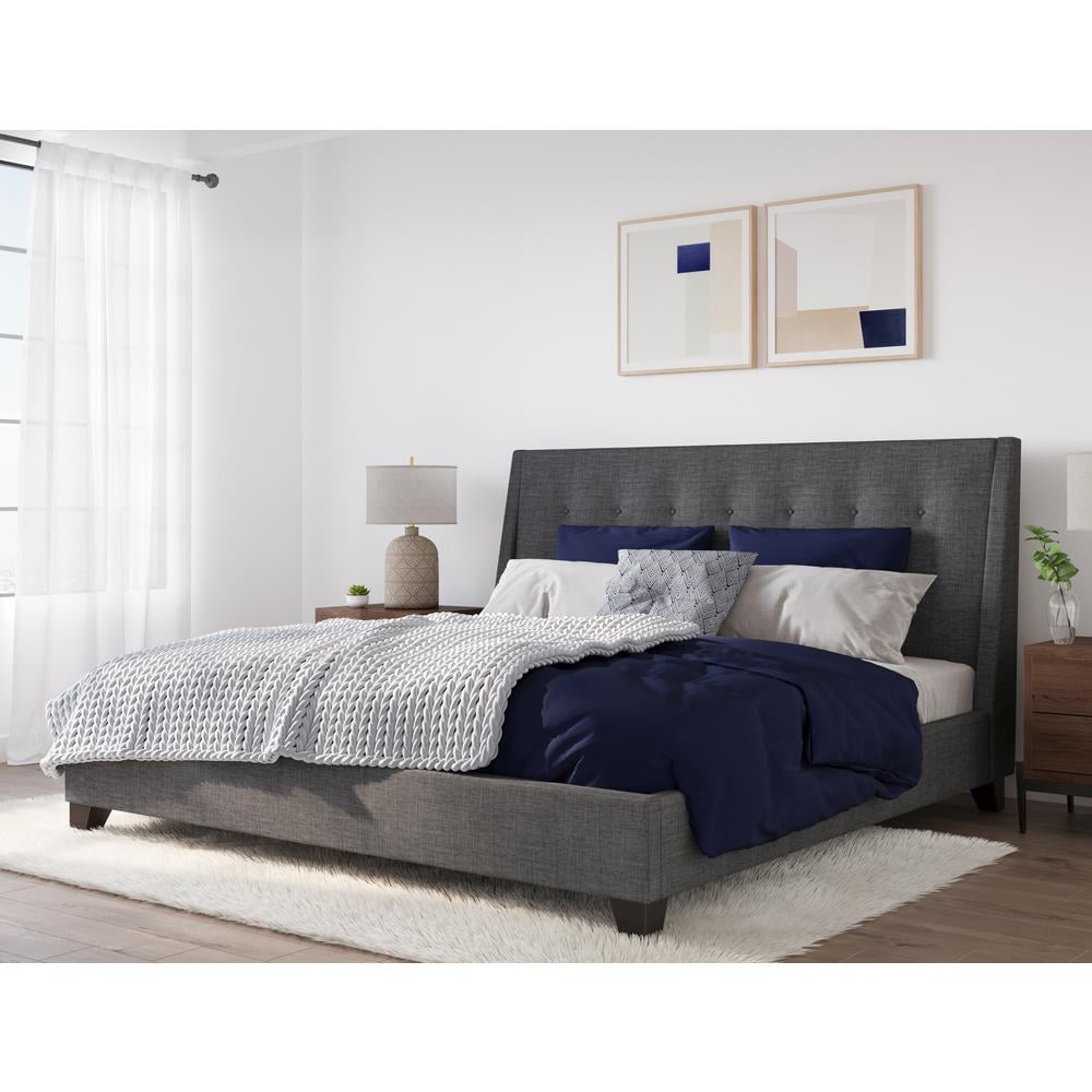 Modus Furniture Madera Upholstered Platform Bed in Dark Charcoal