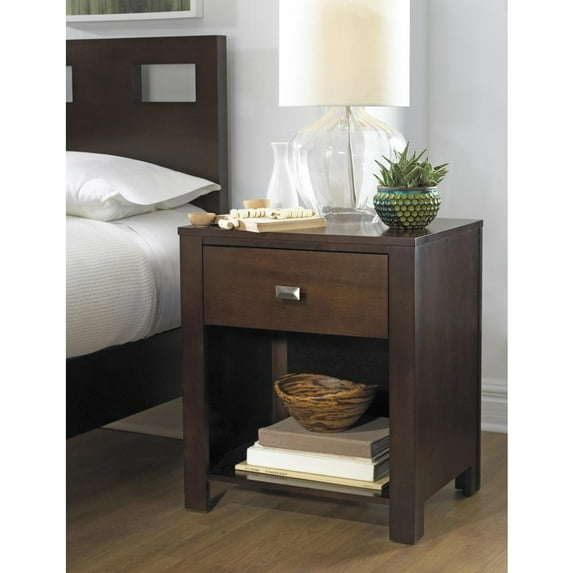 Modus Furniture Riva One Drawer Nightstand, Chocolate Brown