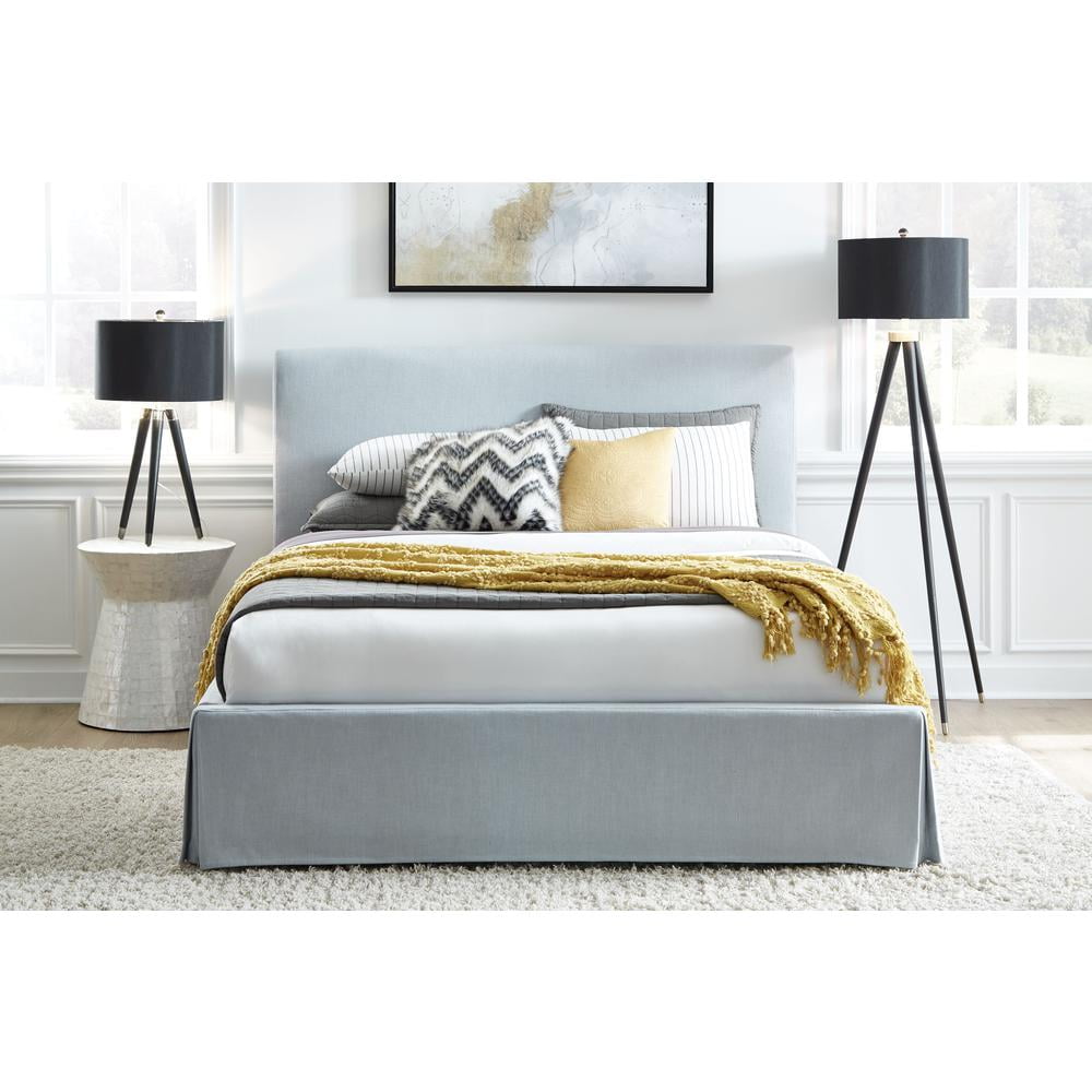 Sky Blue King Upholstered Linen Storage Panel Bed