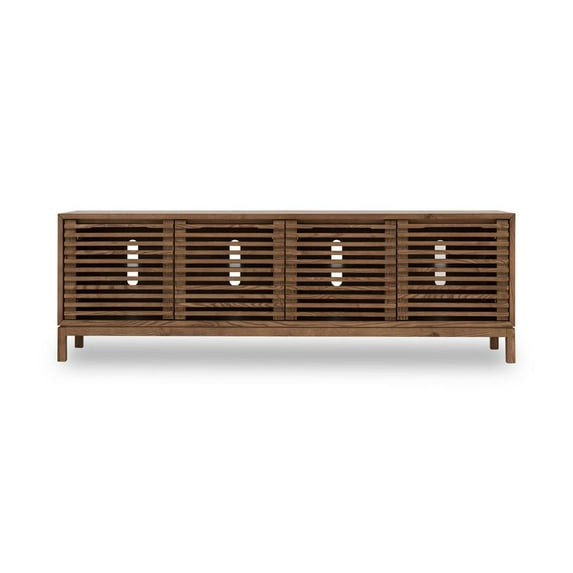 Modus Furniture Tanner Four Door Solid Ash Media Console in Roux