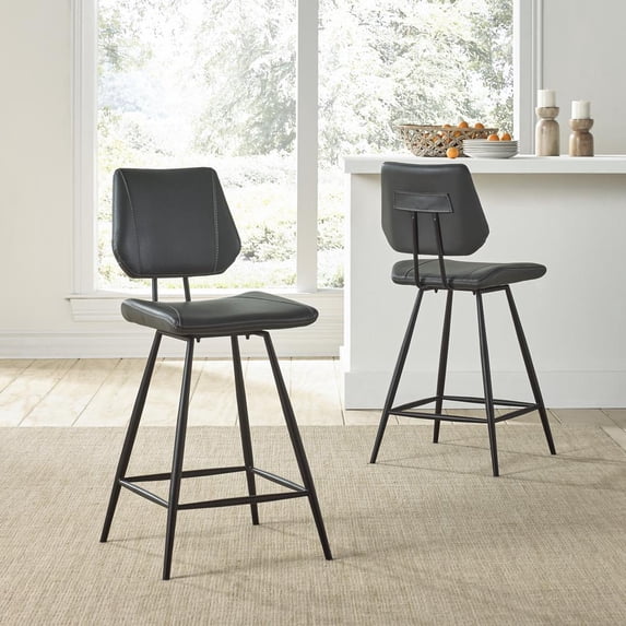 Modus Furniture Vinson Modern Swivel Counter Stool in Cobalt, set of 2