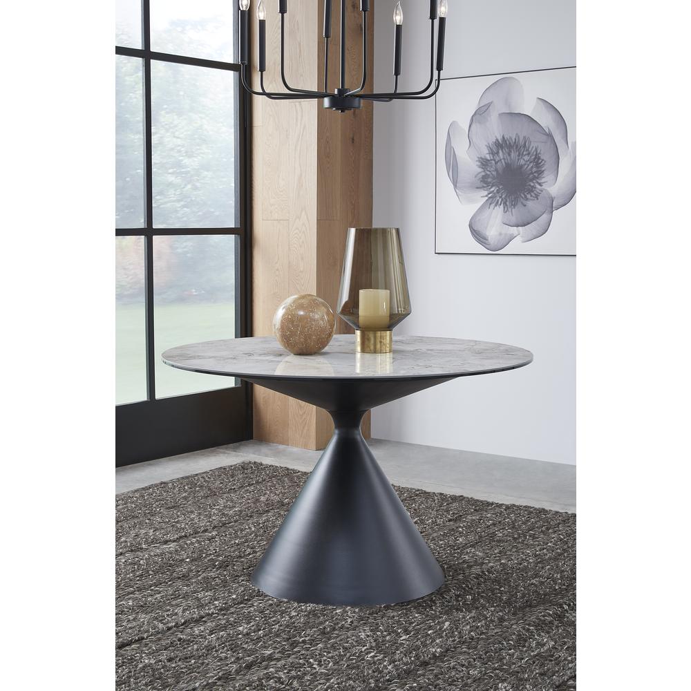 Modus Furniture Winston Stone Top Metal Base Round Dining Table in ...