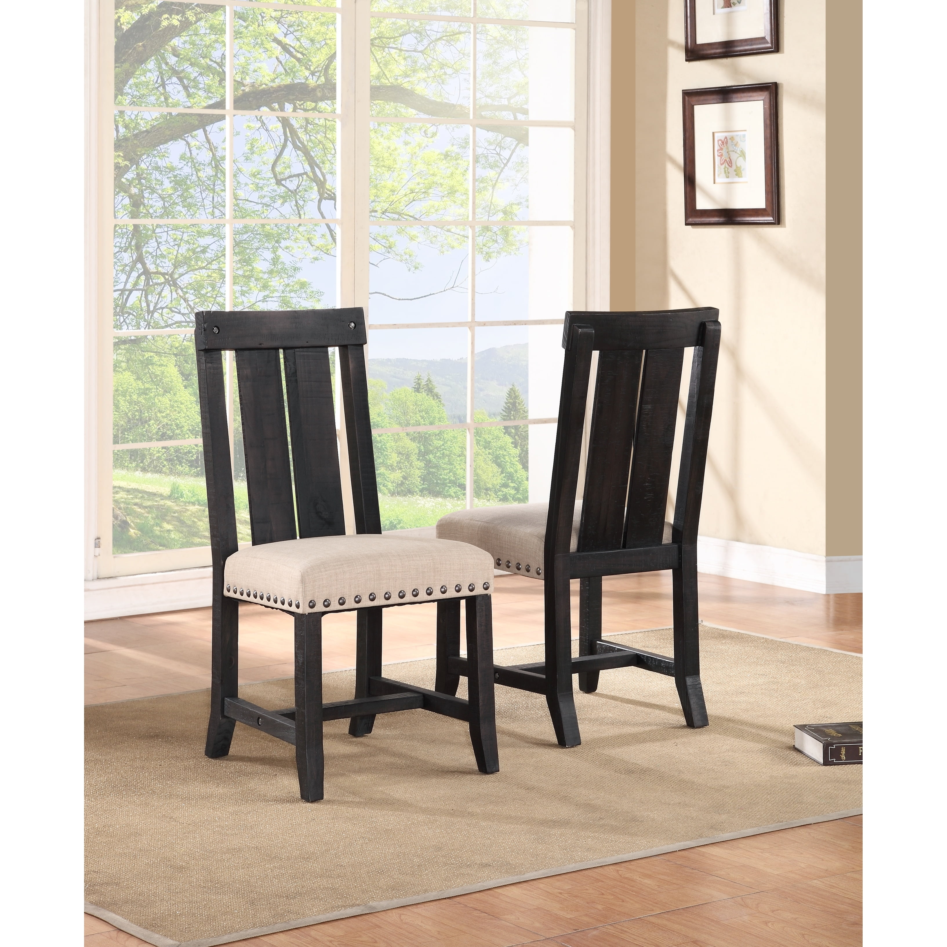 Yosemite Café 40" Upholstered Linen & Pine Wood Dining Chair