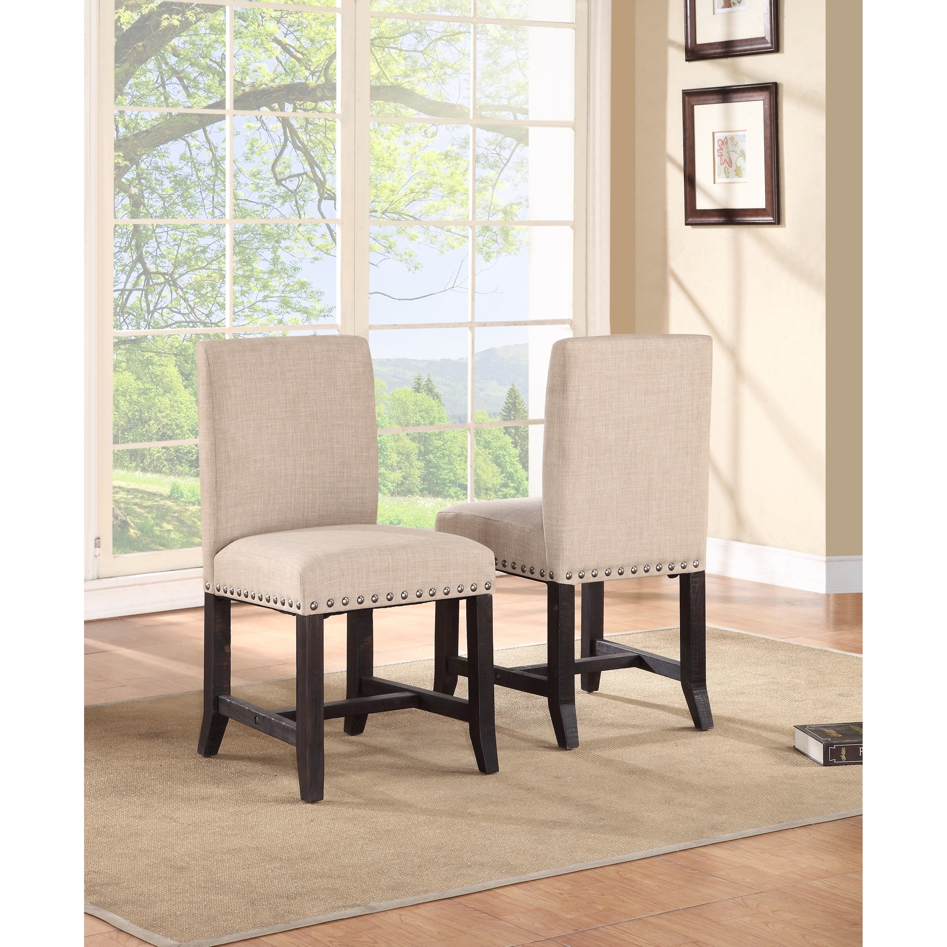 Yosemite Café Linen Upholstered Dining Chair with Pine Wood Frame