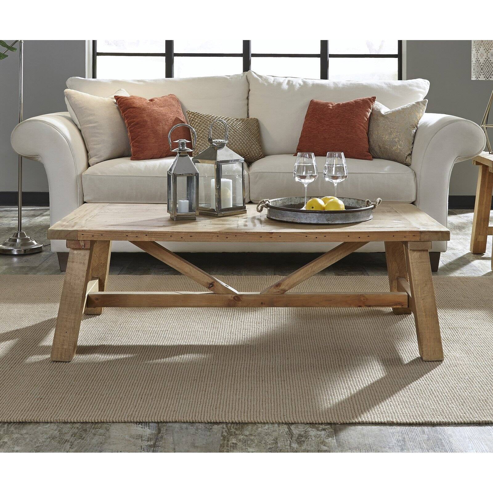 Harby Reclaimed Pine Wood Rectangular Coffee Table