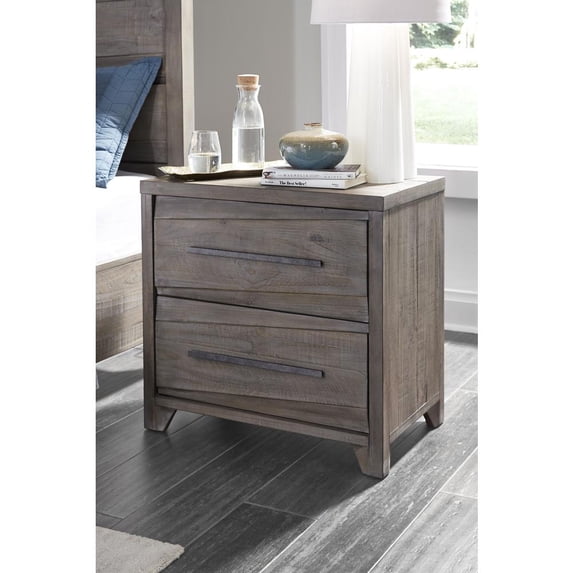 Modus Furniture Hearst Solid Wood Two Drawer Nightstand, Sahara Tan