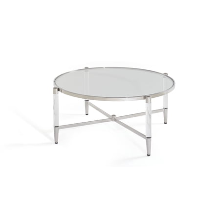 Modus Mariyln Round Glass Top Coffee Table in Silver