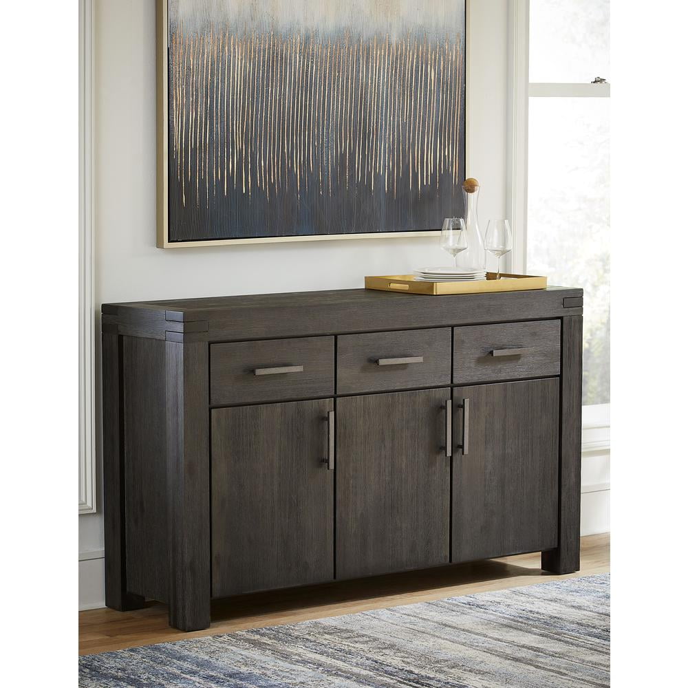 Graphite Solid Wood Sideboard with 3 Drawers and 3 Doors