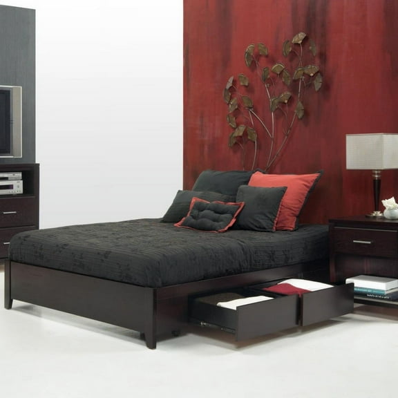 Modus Nevis 5 Piece Twin Platform Storage Bed Set With 2 Nightstand, Espresso