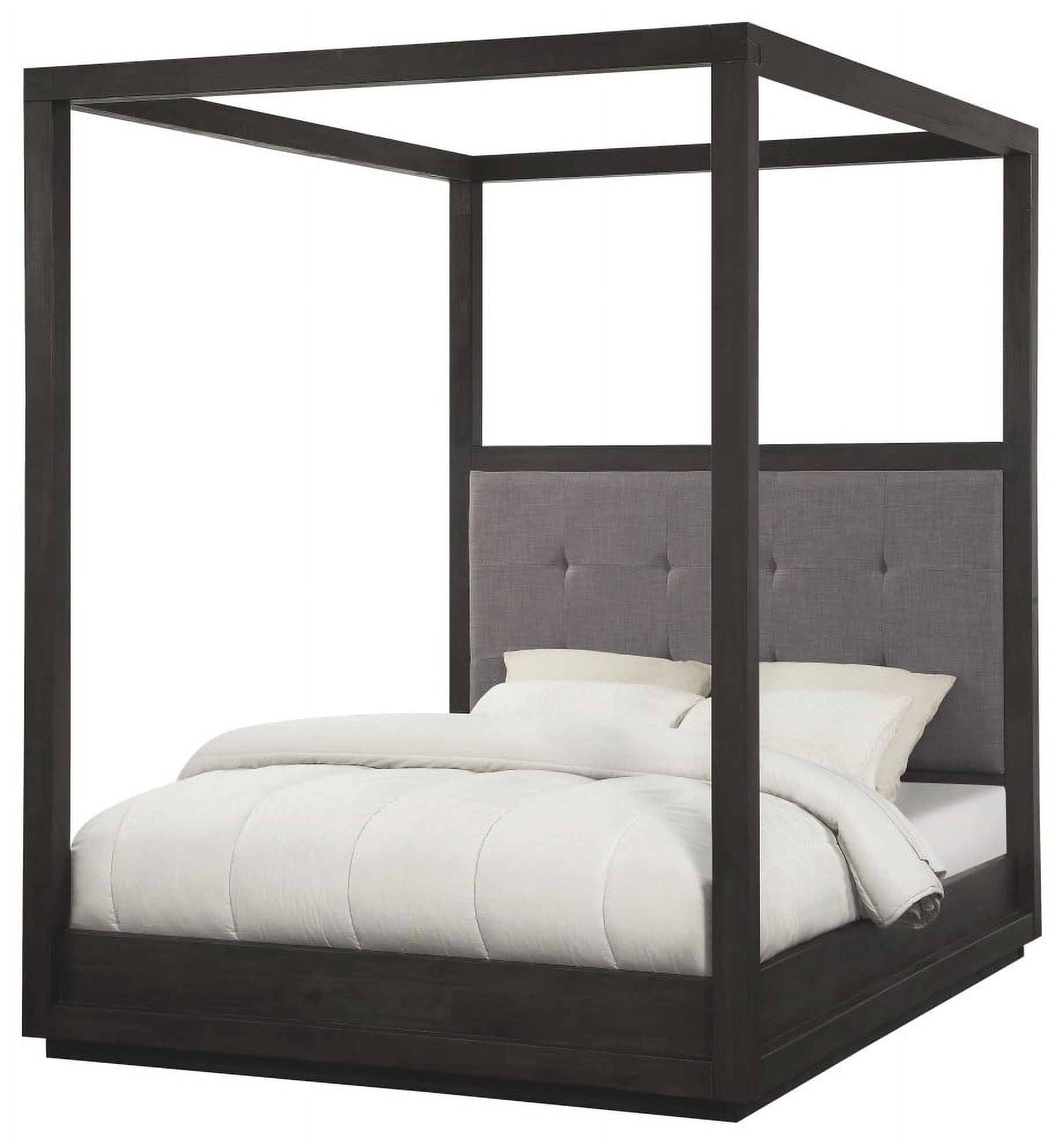 Modern Dolphin Gray Upholstered Full Canopy Bed with Storage
