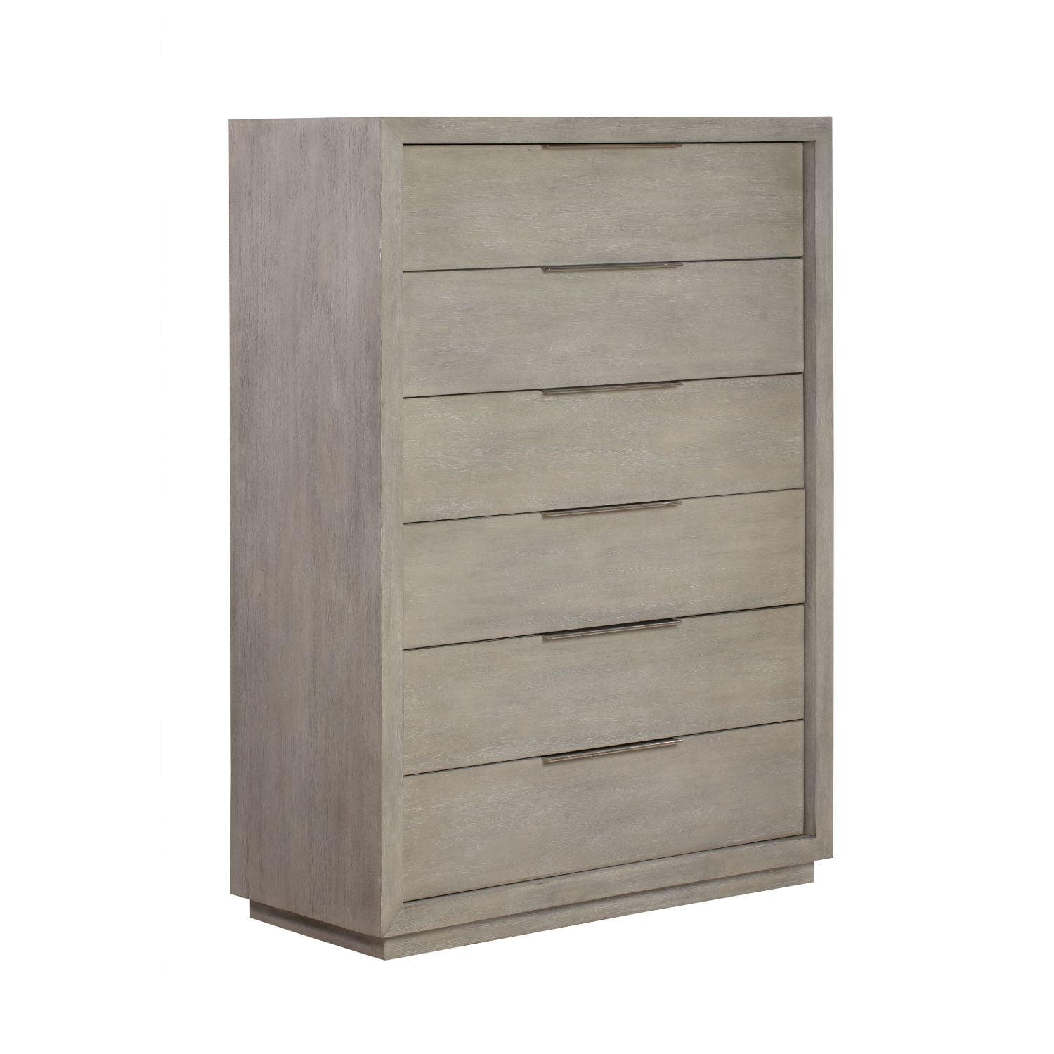 Gray Acacia Wood Six-Drawer Chest with Felt Lined Drawers