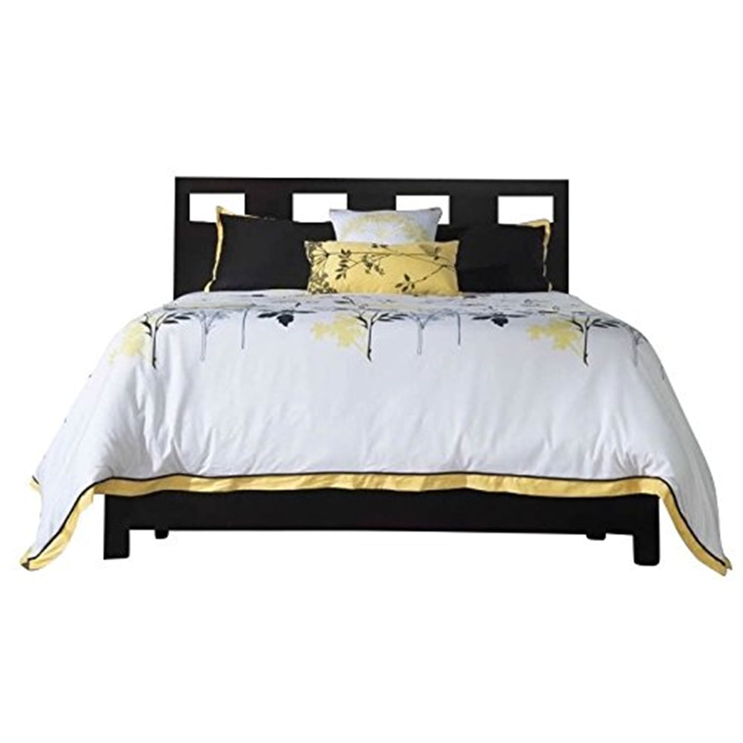 Espresso Full Solid Wood Platform Storage Bed with Headboard
