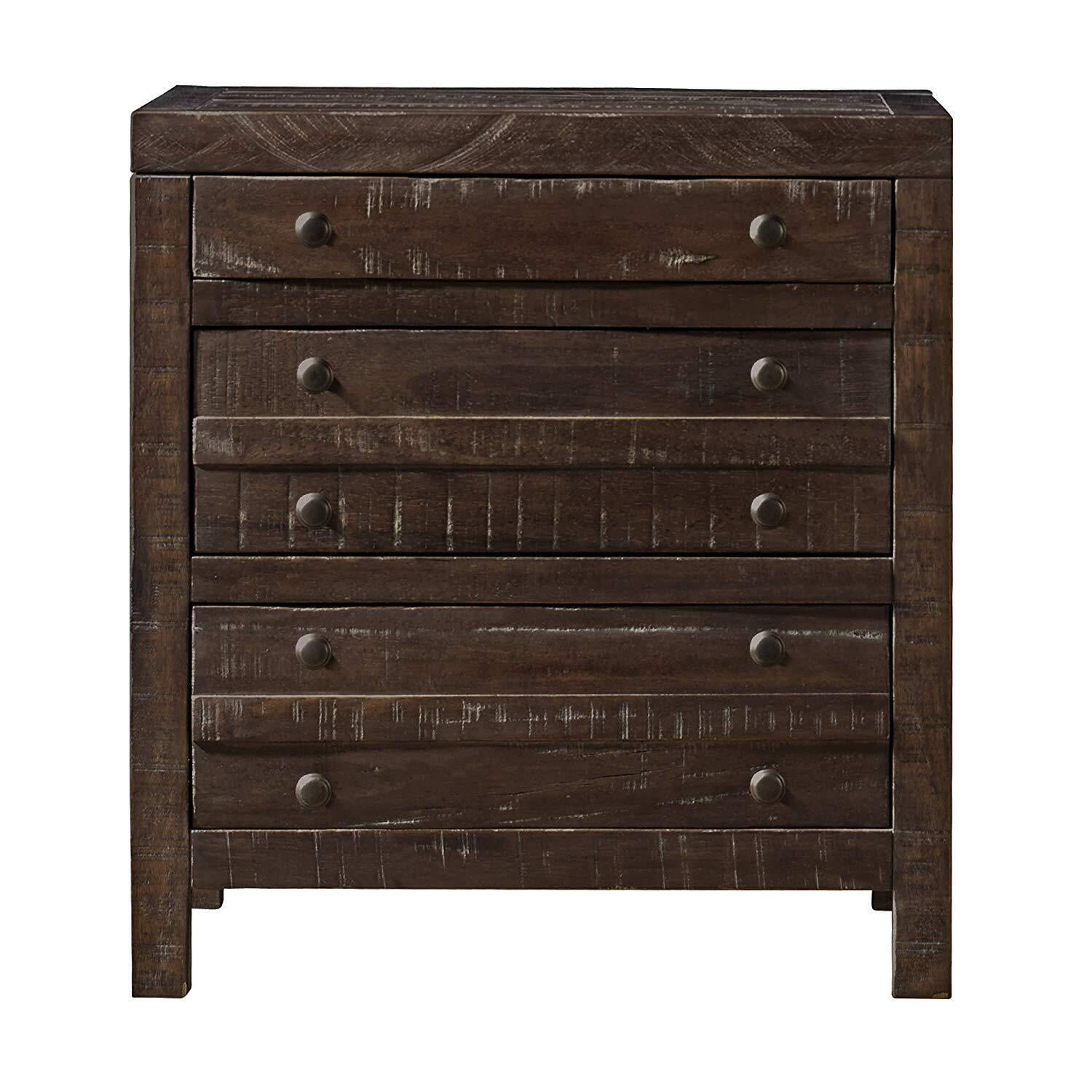 Java Espresso Roughhewn Solid Wood 3-Drawer Nightstand