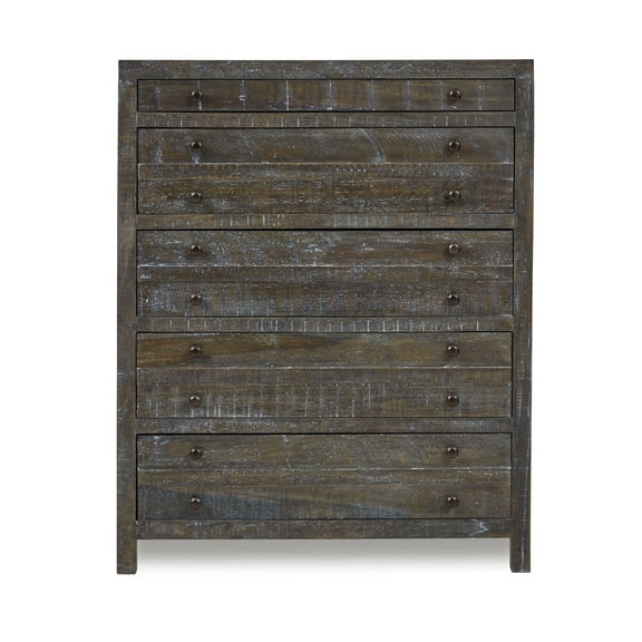 Modus Townsend 5 Drawer Solid Wood Chest in Gunmetal