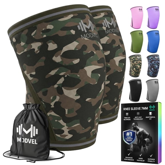 Modvel 7mm Knee Sleeves Army/Green (Large)