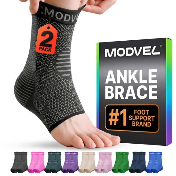 Modvel Foot & Ankle Brace Socks for Sprained Ankle Compression Sleeve - Foot Support for Women & Men - Tendonitis & Arthritis Ankle Brace Sports Running, Torn Ligaments & Women Stabilizing Ankle Wrap
