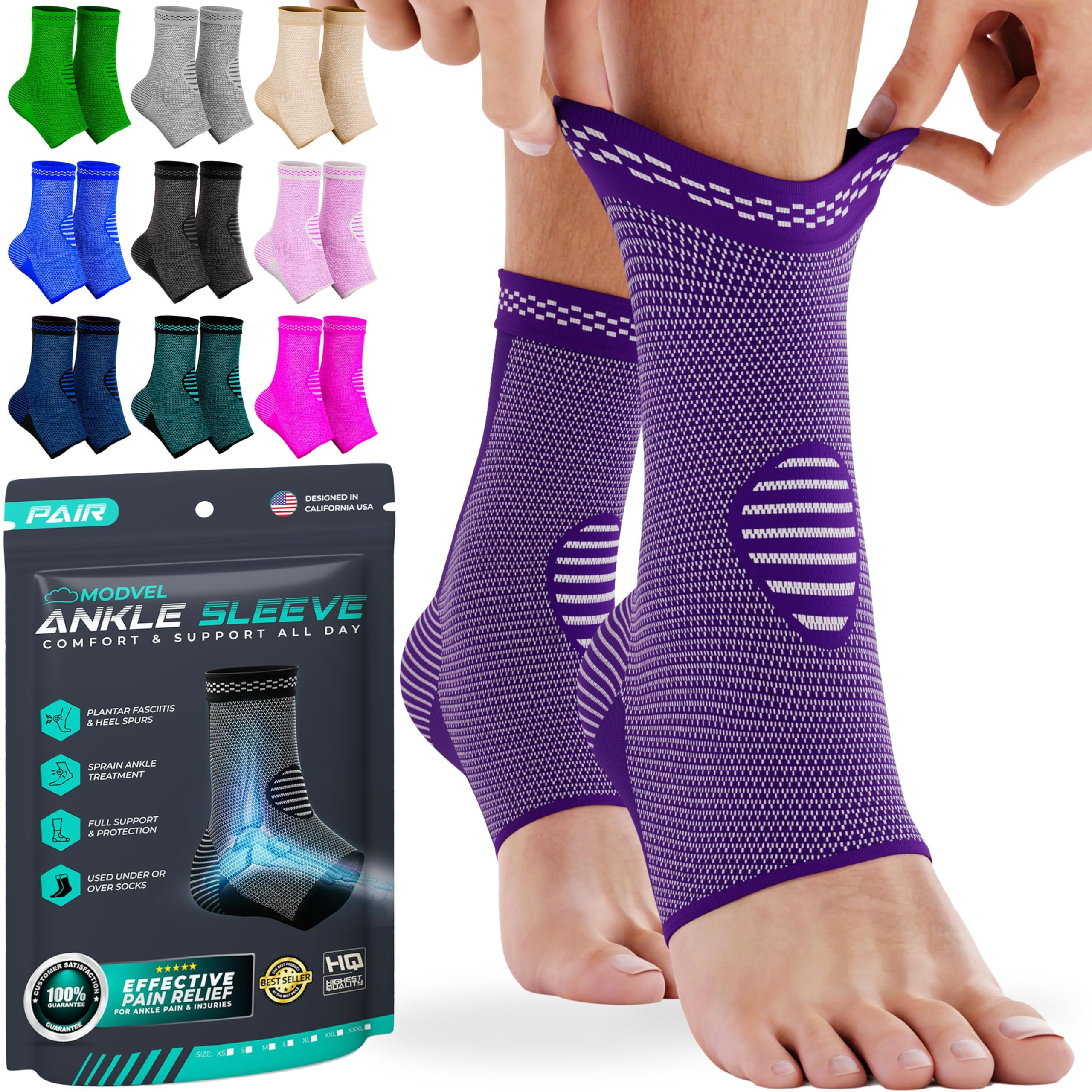 Modvel Ankle Brace for Women & Men 1 Pair of Ankle Support Sleeve & Ankle Wrap Compression