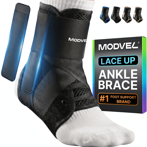 MODVEL Slim Lace-Up Ankle Brace for Men and Women, Adjustable Figure 8 Ankle Support with Soft Padding