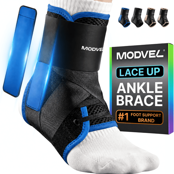 MODVEL Slim Lace-Up Ankle Brace for Men and Women, Adjustable Figure 8 Ankle Support with Soft Padding