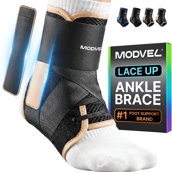 MODVEL Slim Lace-Up Ankle Brace for Men and Women, Adjustable Figure 8 Ankle Support with Soft Padding