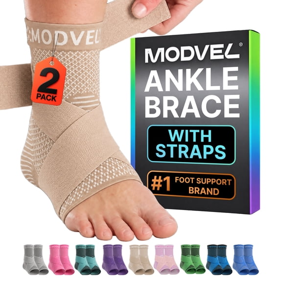 MODVEL Ankle Sleeves with Strap Skin (XX-Large), Skin, XX-Large, (2 Pack)