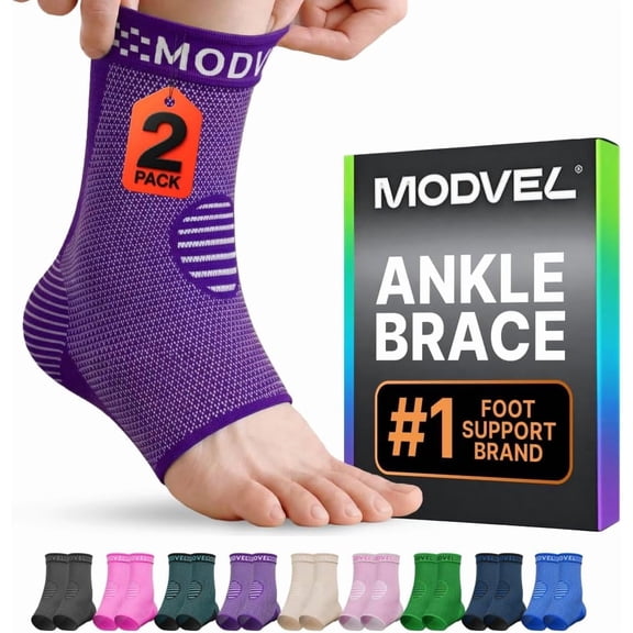 Modvel Foot & Ankle Brace Socks for Sprained Ankle Compression Sleeve - Foot Support for Women & Men - Tendonitis & Arthritis Ankle Brace Sports Running, Torn Ligaments & Women Stabilizing Ankle Wrap