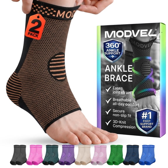 Modvel Foot & Ankle Brace Socks for Sprained Ankle Compression Sleeve - Foot Support for Women & Men - Tendonitis & Arthritis Ankle Brace Sports Running, Torn Ligaments & Women Stabilizing Ankle Wrap