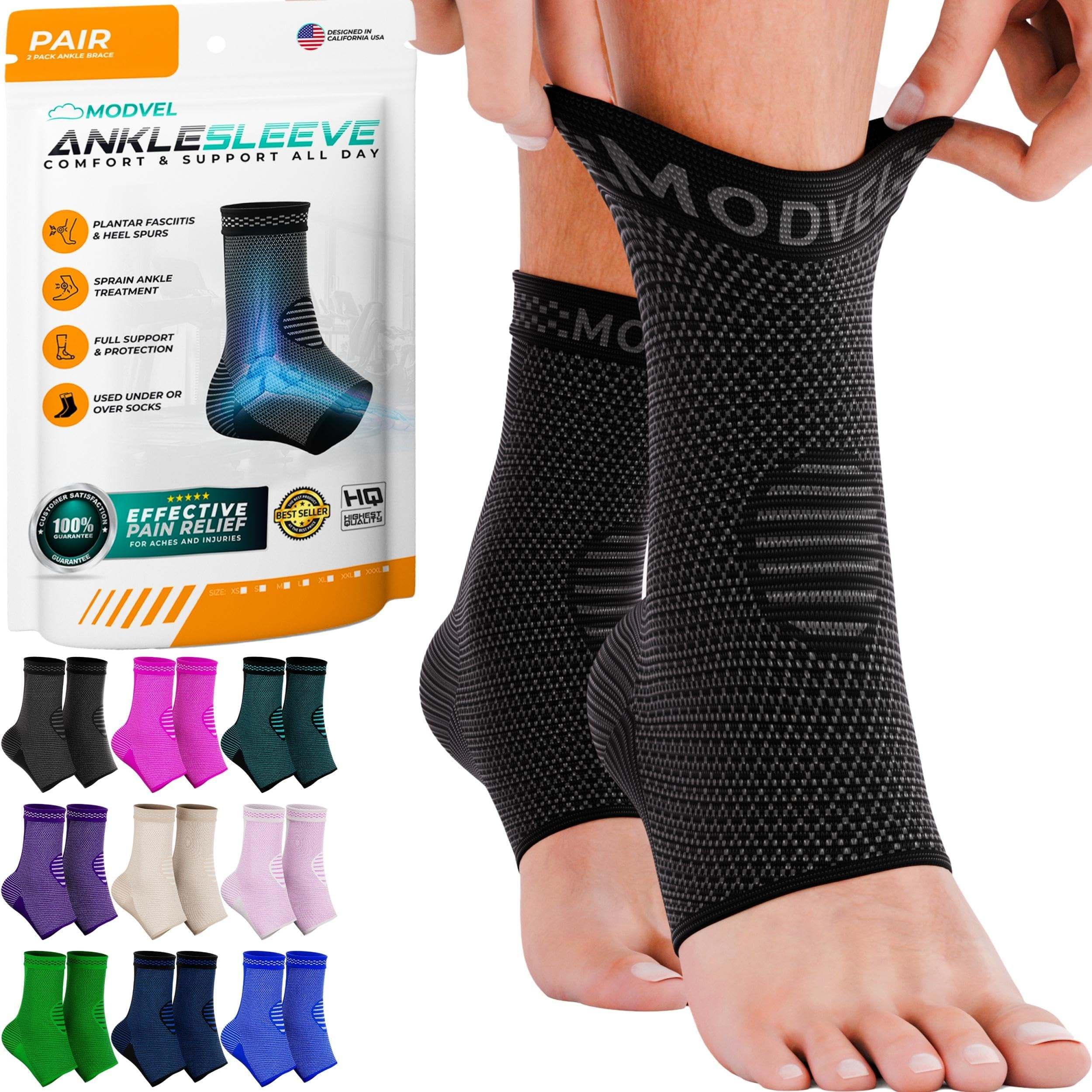 Modvel Foot & Ankle Brace Socks for Sprained Ankle Compression Sleeve Ankle Support for Women