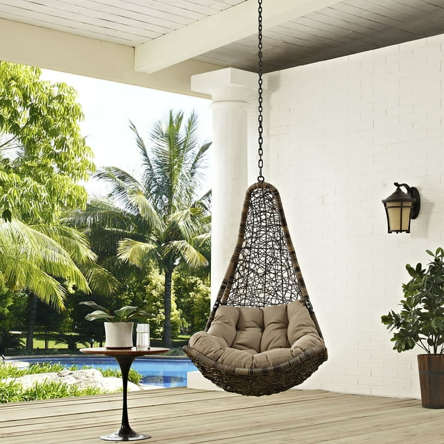Modway Abate Outdoor Patio Swing Chair Without Stand in Black Mocha