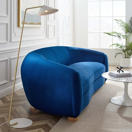 Modway Abundant Contemporary Performance Velvet Sofa in Navy