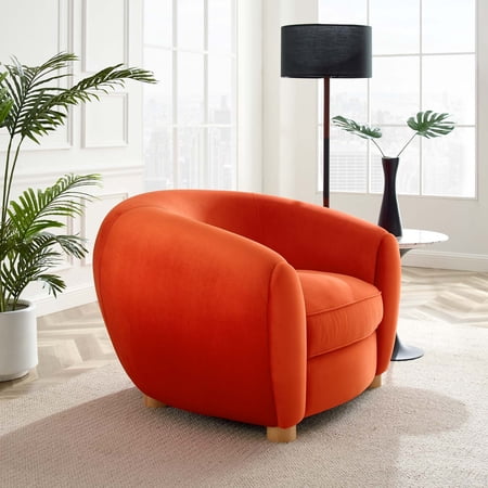Modway Abundant Performance Velvet Armchair in Orange