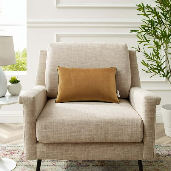 Modway Accentuate 18" Lumbar Performance Velvet Throw Pillow, Green