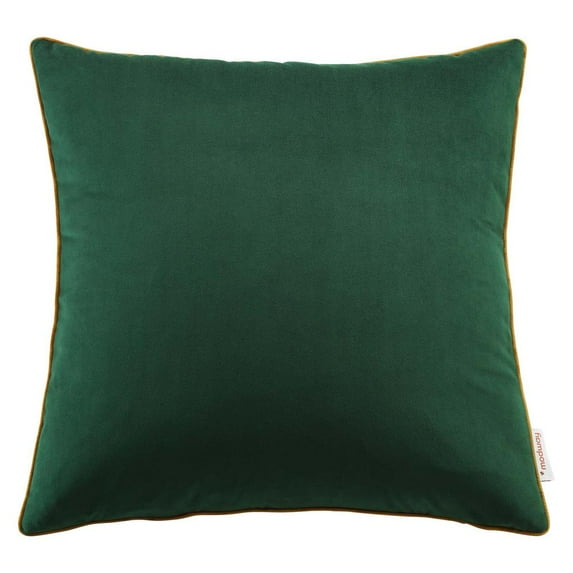 Modway Accentuate 20" Performance Velvet Throw Pillow in Green Cognac
