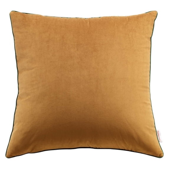 Modway Accentuate 24" Performance Velvet Throw Pillow in Cognac Green