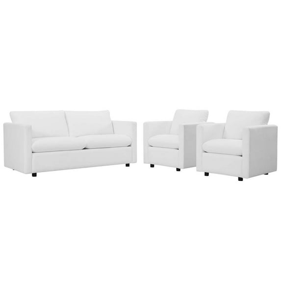 Modway Activate 3 Piece Upholstered Fabric Set in White