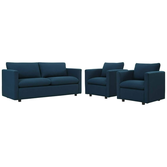 Modway Activate 3 Piece Upholstered Fabric Set, Azure