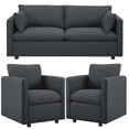 thumbnail image 1 of Modway Activate Contemporary Modern Fabric Upholstered Apartment Sofa Couch and set of 2 Accent Lounge Armchair In Gray, 1 of 5