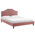 thumbnail image 1 of Modway Adelaide Performance Velvet Queen Platform Bed in Dusty, 1 of 10