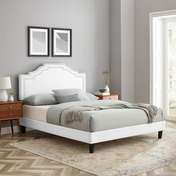 Modway Adelaide Performance Velvet Queen Platform Bed in White