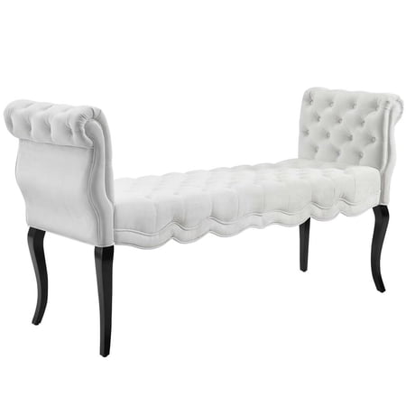Modway Adelia Chesterfield Style Button Tufted Performance Velvet Bench in White