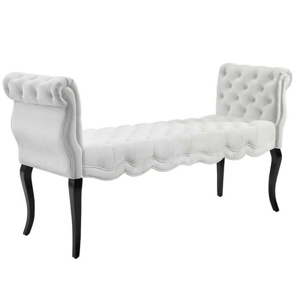 Modway Adelia Chesterfield Style Button Tufted Performance Velvet Bench in White