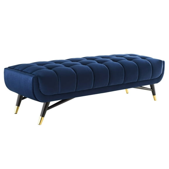Modway Adept 60" Performance Velvet Bench in Midnight Blue