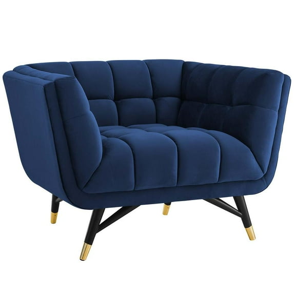 Modway Adept Performance Velvet Armchair in Midnight Blue